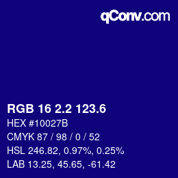 カラーコード: RGB 16 2.2 123.6 | qconv.com