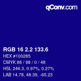カラーコード: RGB 16 2.2 133.6 | qconv.com