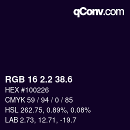 カラーコード: RGB 16 2.2 38.6 | qconv.com