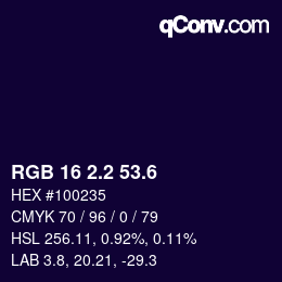 カラーコード: RGB 16 2.2 53.6 | qconv.com