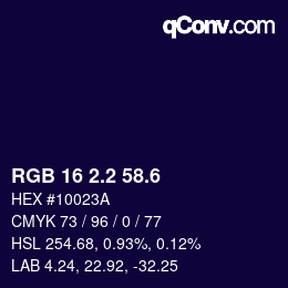 カラーコード: RGB 16 2.2 58.6 | qconv.com