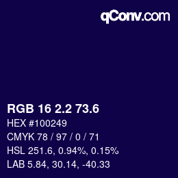 カラーコード: RGB 16 2.2 73.6 | qconv.com