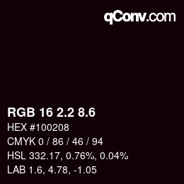 カラーコード: RGB 16 2.2 8.6 | qconv.com