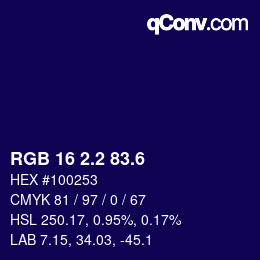 カラーコード: RGB 16 2.2 83.6 | qconv.com