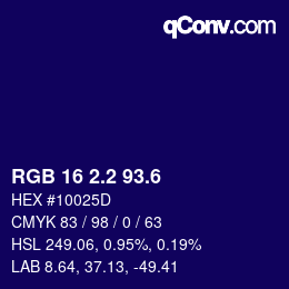 カラーコード: RGB 16 2.2 93.6 | qconv.com