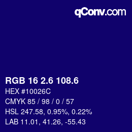 カラーコード: RGB 16 2.6 108.6 | qconv.com