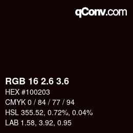 カラーコード: RGB 16 2.6 3.6 | qconv.com