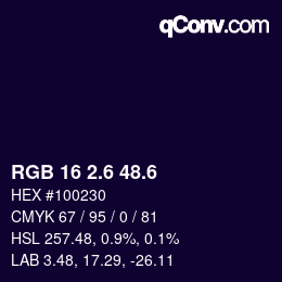 カラーコード: RGB 16 2.6 48.6 | qconv.com