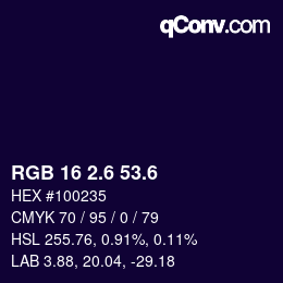 カラーコード: RGB 16 2.6 53.6 | qconv.com