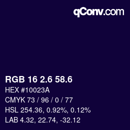カラーコード: RGB 16 2.6 58.6 | qconv.com