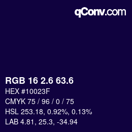 カラーコード: RGB 16 2.6 63.6 | qconv.com