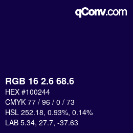 カラーコード: RGB 16 2.6 68.6 | qconv.com