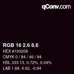 カラーコード: RGB 16 2.6 8.6 | qconv.com