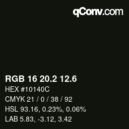 カラーコード: RGB 16 20.2 12.6 | qconv.com