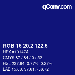 カラーコード: RGB 16 20.2 122.6 | qconv.com