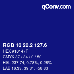 カラーコード: RGB 16 20.2 127.6 | qconv.com