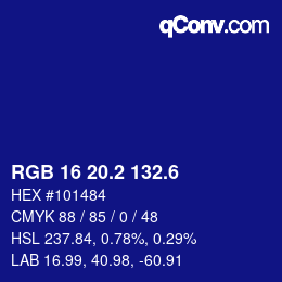 カラーコード: RGB 16 20.2 132.6 | qconv.com