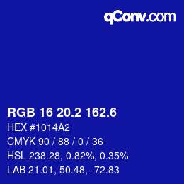 カラーコード: RGB 16 20.2 162.6 | qconv.com
