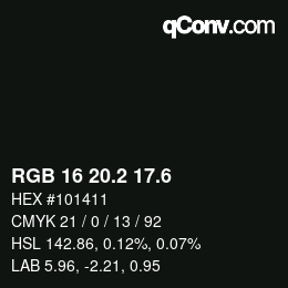 カラーコード: RGB 16 20.2 17.6 | qconv.com