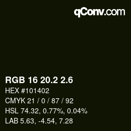 カラーコード: RGB 16 20.2 2.6 | qconv.com