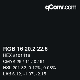 カラーコード: RGB 16 20.2 22.6 | qconv.com