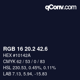 カラーコード: RGB 16 20.2 42.6 | qconv.com