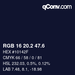 カラーコード: RGB 16 20.2 47.6 | qconv.com