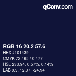 カラーコード: RGB 16 20.2 57.6 | qconv.com
