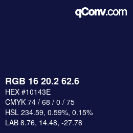 カラーコード: RGB 16 20.2 62.6 | qconv.com