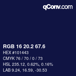 カラーコード: RGB 16 20.2 67.6 | qconv.com