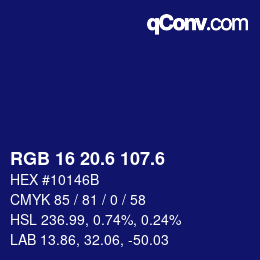 カラーコード: RGB 16 20.6 107.6 | qconv.com