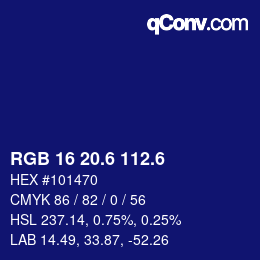 カラーコード: RGB 16 20.6 112.6 | qconv.com