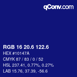 カラーコード: RGB 16 20.6 122.6 | qconv.com