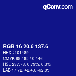 カラーコード: RGB 16 20.6 137.6 | qconv.com