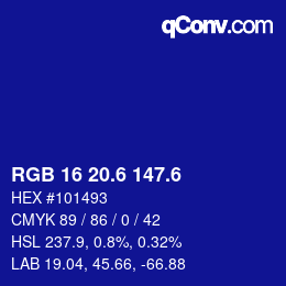 カラーコード: RGB 16 20.6 147.6 | qconv.com