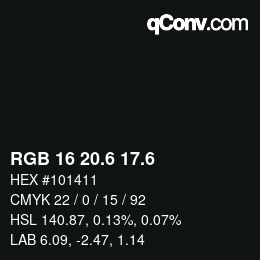カラーコード: RGB 16 20.6 17.6 | qconv.com