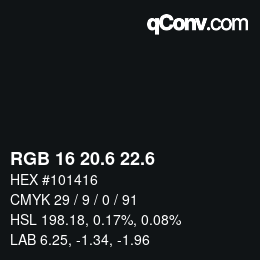 カラーコード: RGB 16 20.6 22.6 | qconv.com