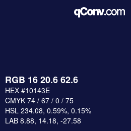 カラーコード: RGB 16 20.6 62.6 | qconv.com