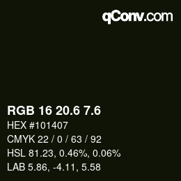 カラーコード: RGB 16 20.6 7.6 | qconv.com