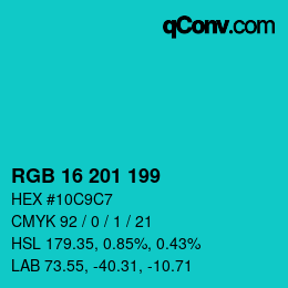 Color code: RGB 16 201 199 | qconv.com