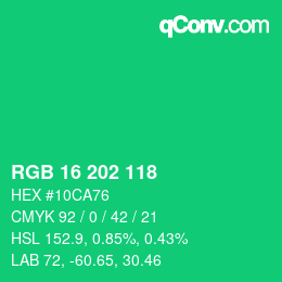 カラーコード: RGB 16 202 118 | qconv.com