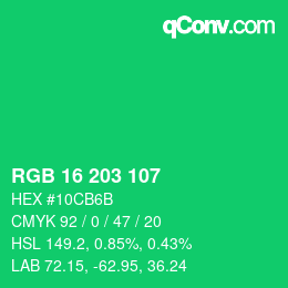 Farbcode: RGB 16 203 107 | qconv.com