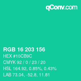 Farbcode: RGB 16 203 156 | qconv.com