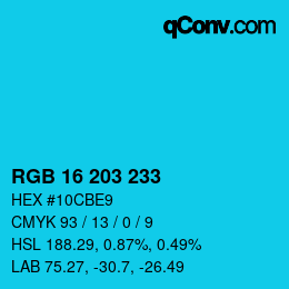 Color code: RGB 16 203 233 | qconv.com