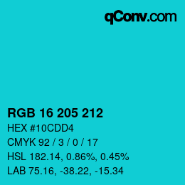 Color code: RGB 16 205 212 | qconv.com