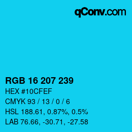 カラーコード: RGB 16 207 239 | qconv.com