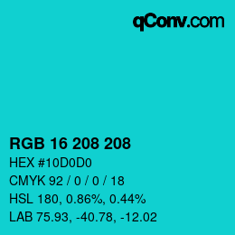 Color code: RGB 16 208 208 | qconv.com