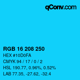 颜色代码: RGB 16 208 250 | qconv.com