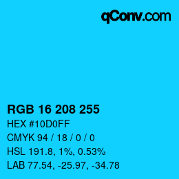 Color code: RGB 16 208 255 | qconv.com