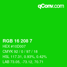 Color code: RGB 16 208 7 | qconv.com